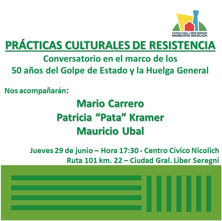 Conversatorio a 50 años del Golpe de Estado y de la Huelga General en Uruguay, en Nicolich-Ciudad Gral. Liber Seregni