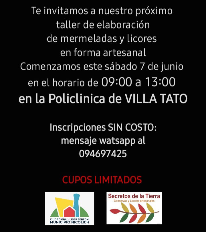 NUEVO TALLER DE MERMELADAS Y LICORES ARTESANALES.