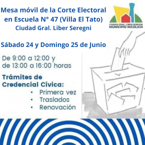 Mesas Móviles de la Corte Electoral en Villa El Tato Ciudad Gral. Liber Seregni